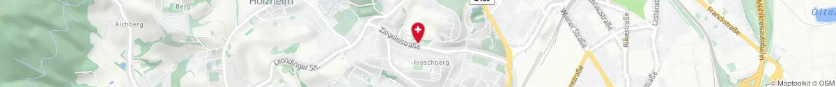 Map representation of the location for Froschberg-Apotheke in 4020 Linz